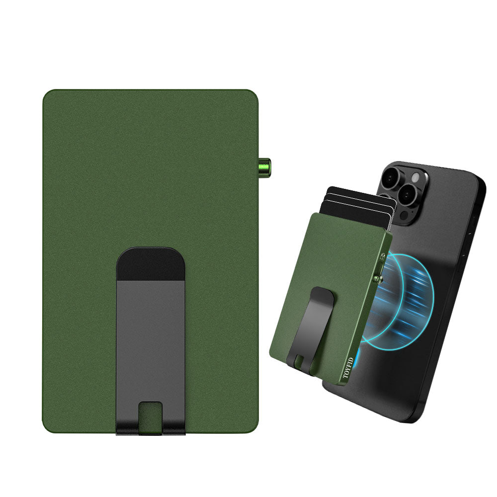 Carteira Pop-Up Minimalista com Clipe para Dinheiro, Porta-Cartões Slim de Alumínio com Bloqueio RFID