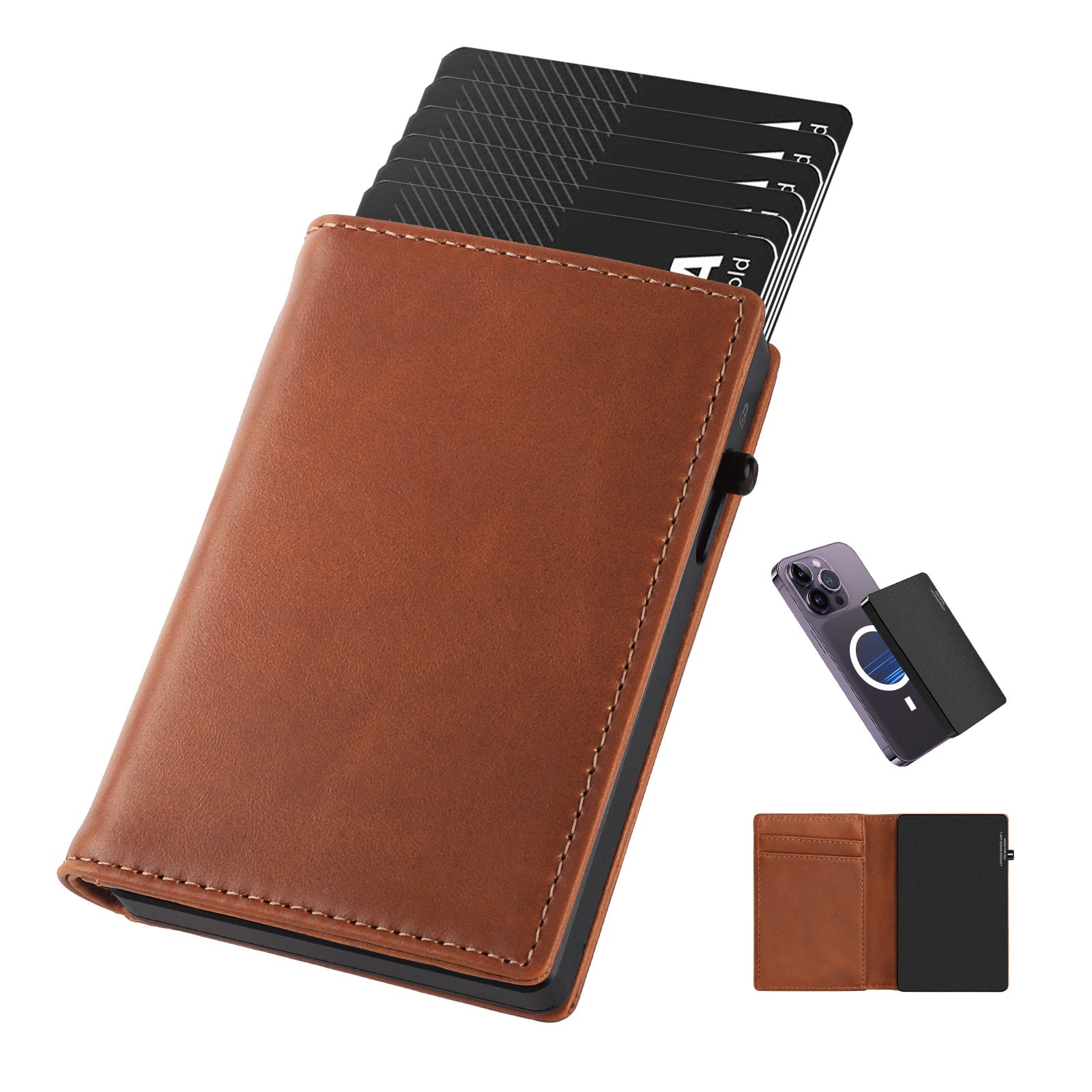 Carteira TOYFID em Liga de Alumínio com Capa em Couro Genuíno – Carteira Masculina Tipo Billfold