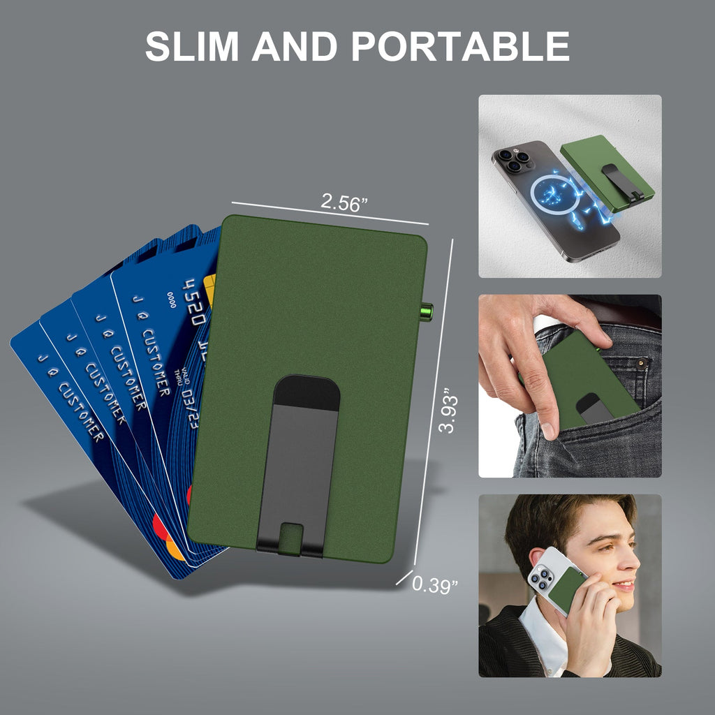 Carteira Pop-Up Minimalista com Clipe para Dinheiro, Porta-Cartões Slim de Alumínio com Bloqueio RFID