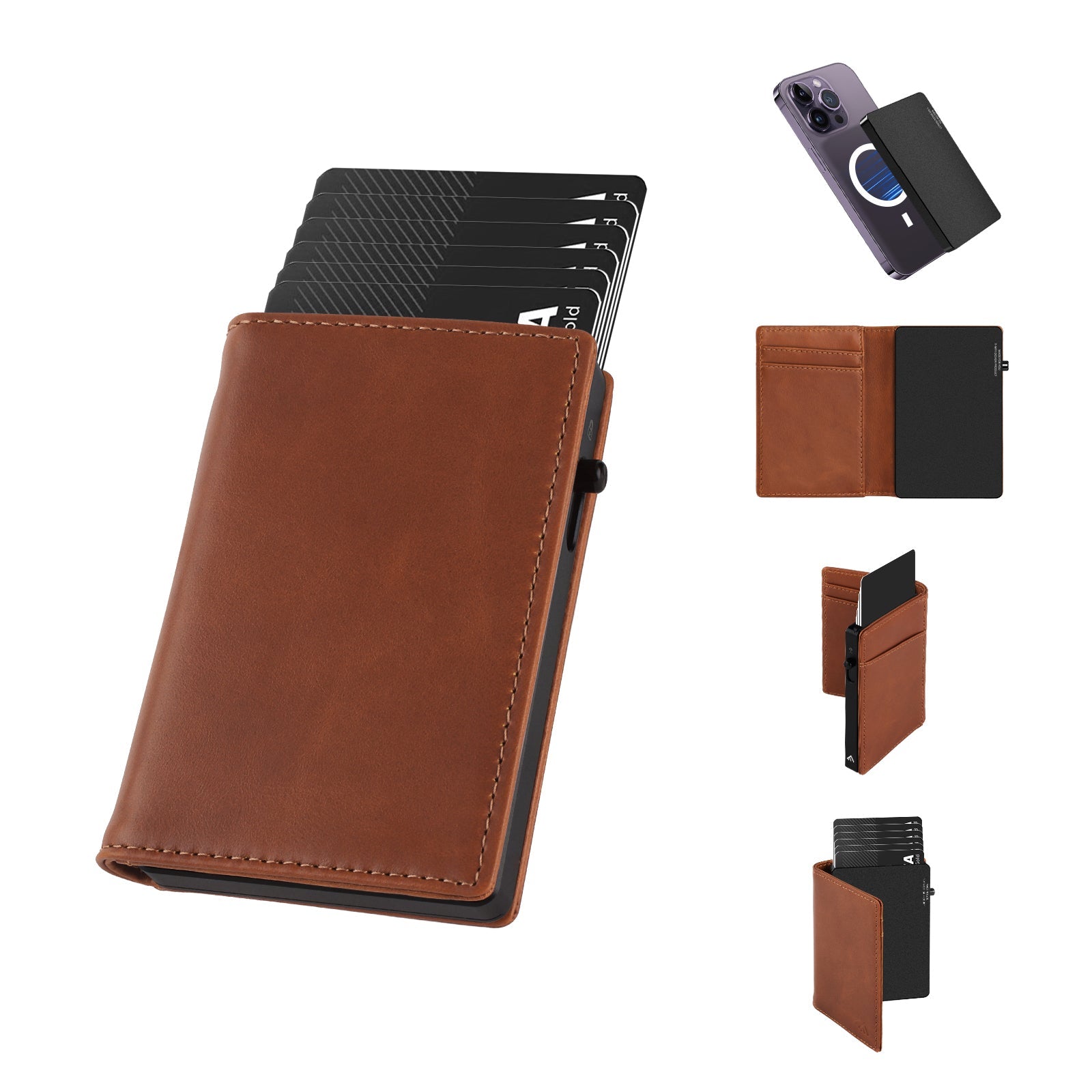 Carteira TOYFID em Liga de Alumínio com Capa em Couro Genuíno – Carteira Masculina Tipo Billfold