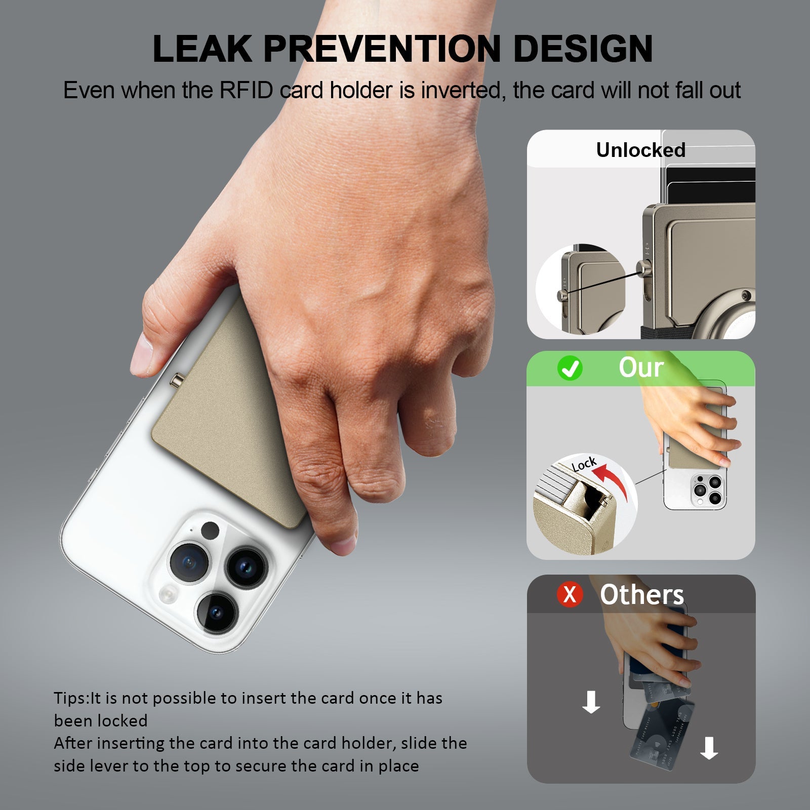 Carteira TOYFID Slim em Alumínio com Pop-Up, Proteção RFID e Suporte para Airtag