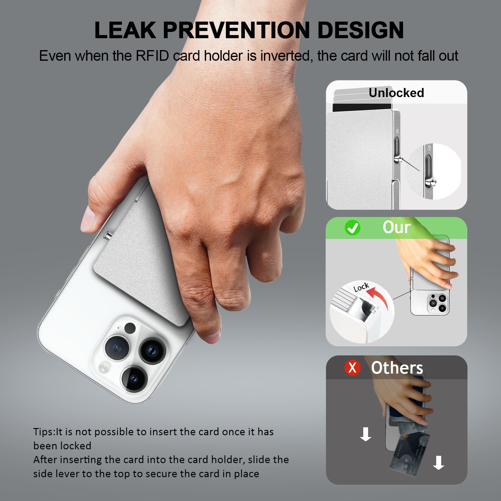 Carteira com Bloqueio RFID Minimalista e Slim para Cartões com MagSafe, com Suporte Ajustável, Carteira Magnética de Metal com Sistema Pop-Up para Homens TOYFID