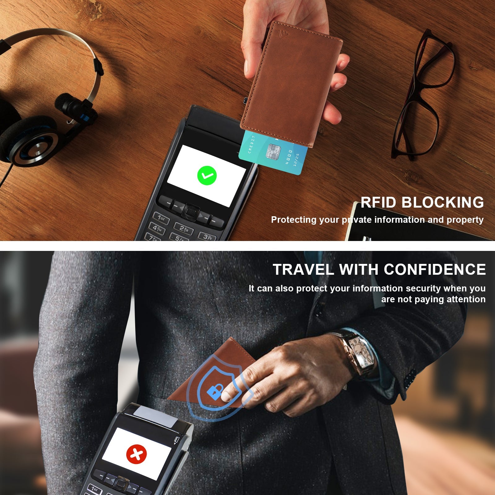 Carteira TOYFID em Liga de Alumínio com Capa em Couro Genuíno – Carteira Masculina Tipo Billfold