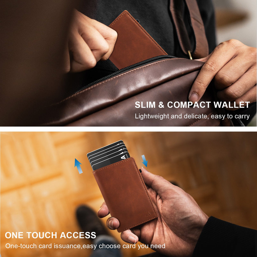 Carteira TOYFID em Liga de Alumínio com Capa em Couro Genuíno – Carteira Masculina Tipo Billfold