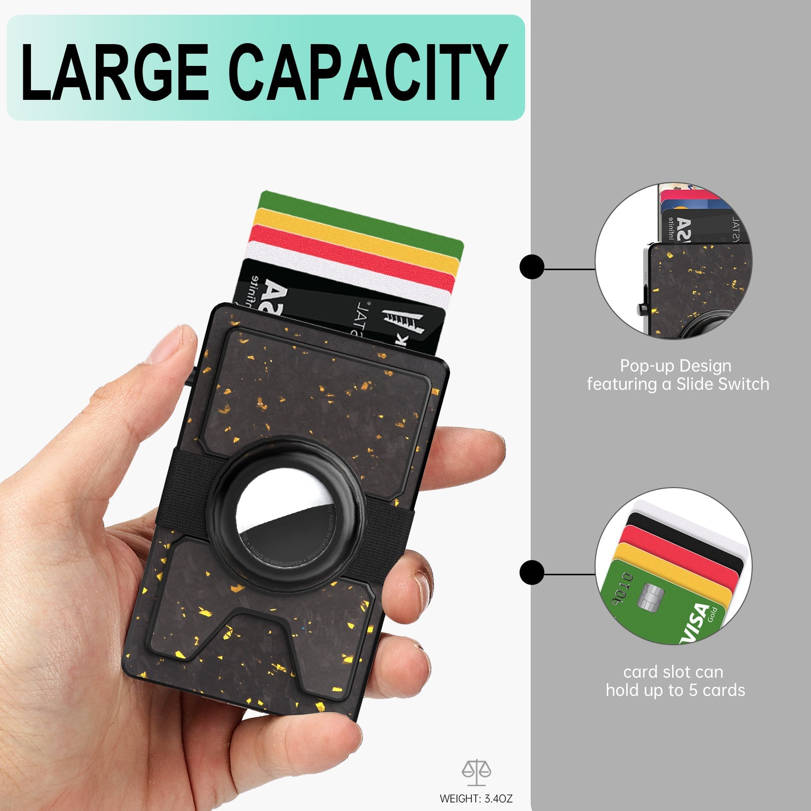 Carteira Masculina TOYFID Pop-Up RFID em Fibra de Carbono Forjada, Minimalista, para Proteção de Cartões de Crédito – Amazon