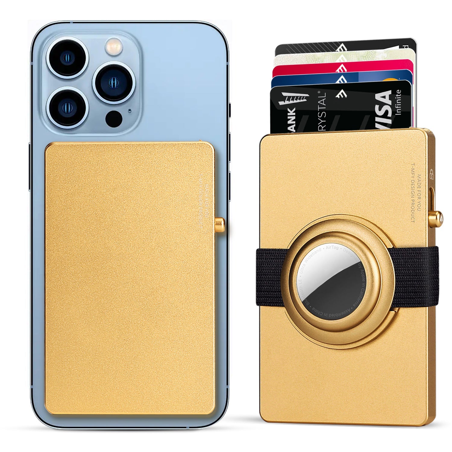 Carteira TOYFID Slim em Alumínio com Pop-Up, Proteção RFID e Suporte para Airtag