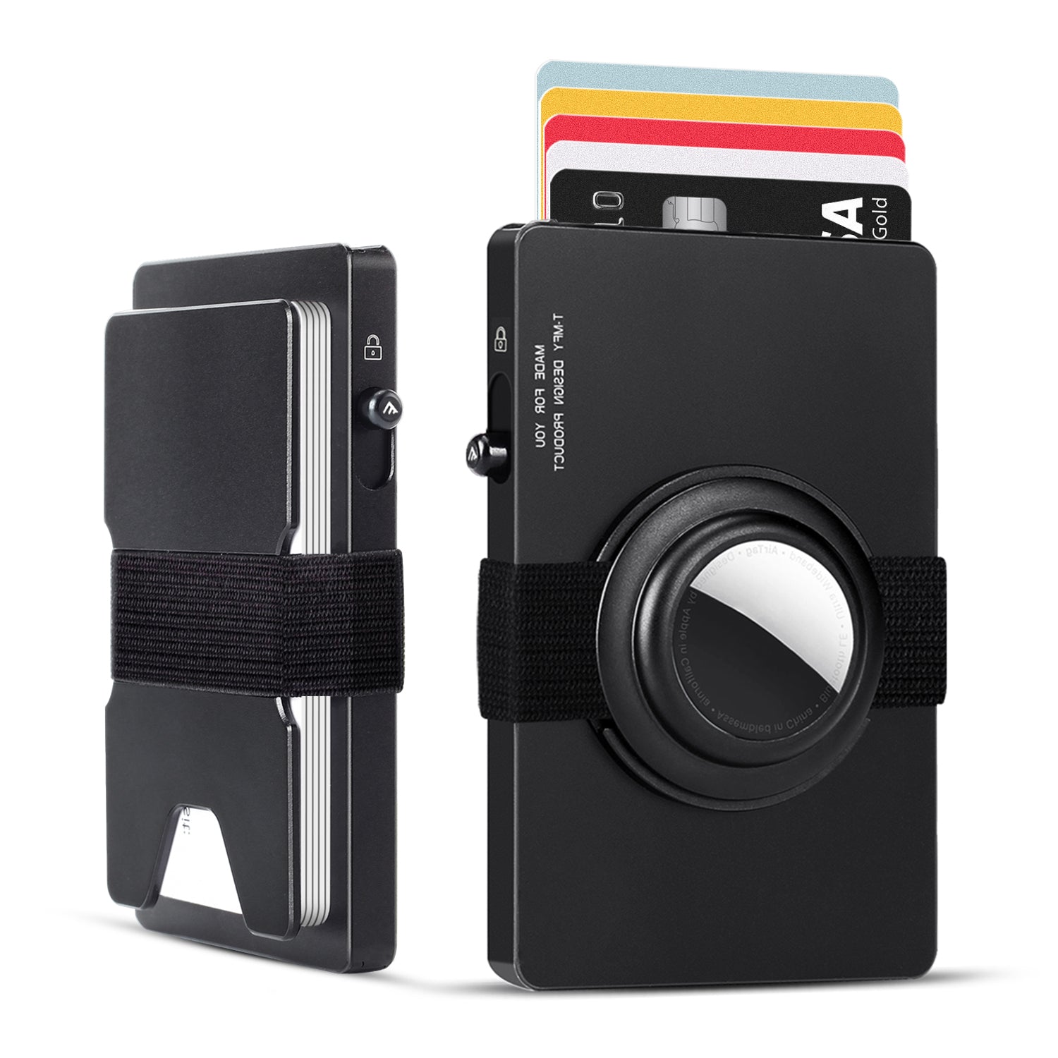 Carteira TOYFID Slim em Alumínio com Pop-Up, Proteção RFID e Suporte para Airtag