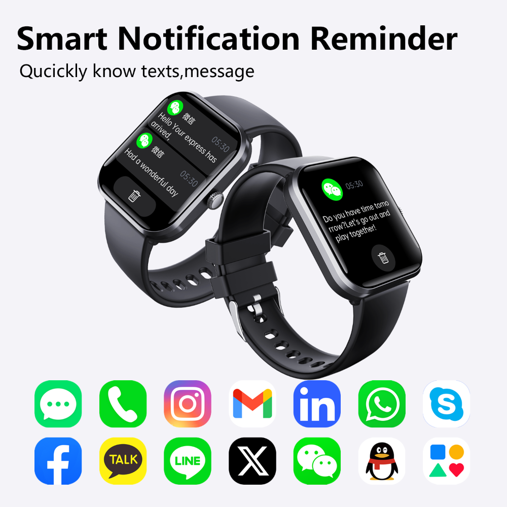 Monitor de Glicose no Sangue Smartwatch para Diabéticos com Alarme SOS e Chamada de Emergência