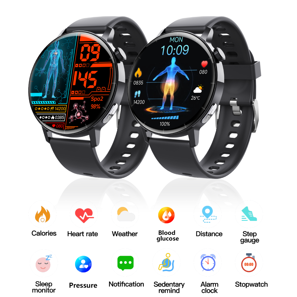Smartwatch com Monitor de ECG e Glicose Não Invasiva – Relógio Inteligente com Análise de Componentes Sanguíneos