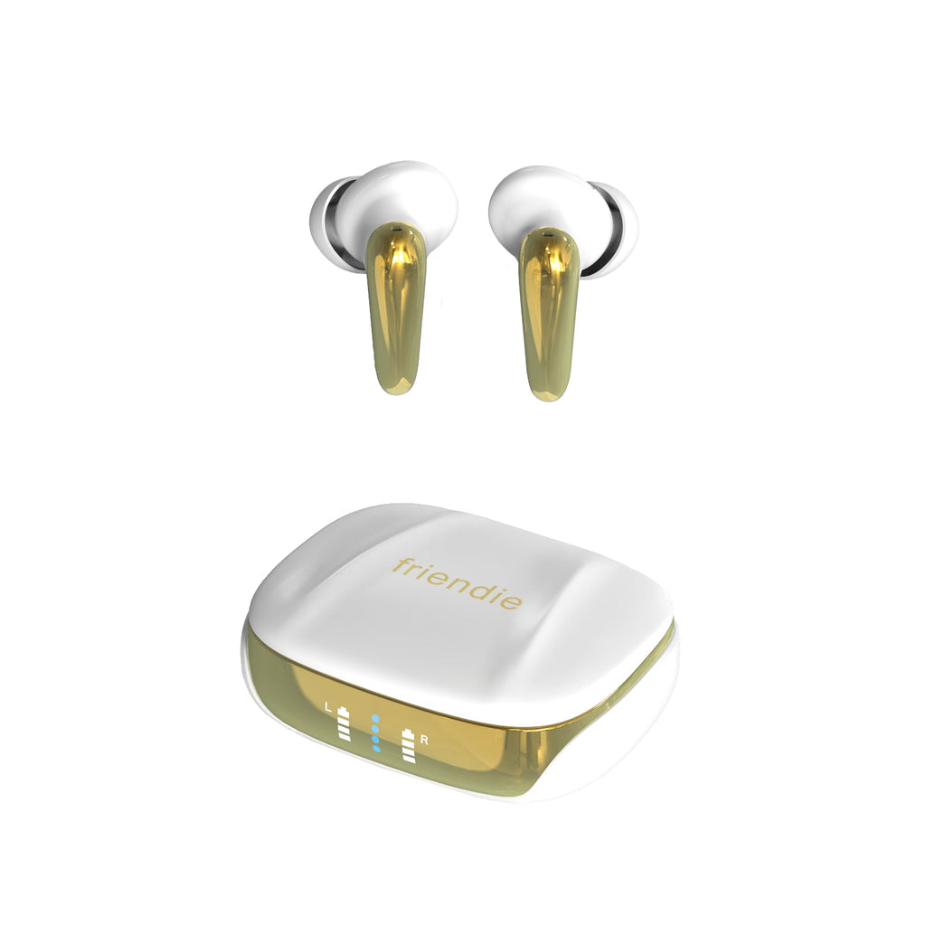 Fones de Ouvido AIR Focus ANC Pearl White e Gold com Cancelamento Ativo de Ruído (In Ear Sem Fio)