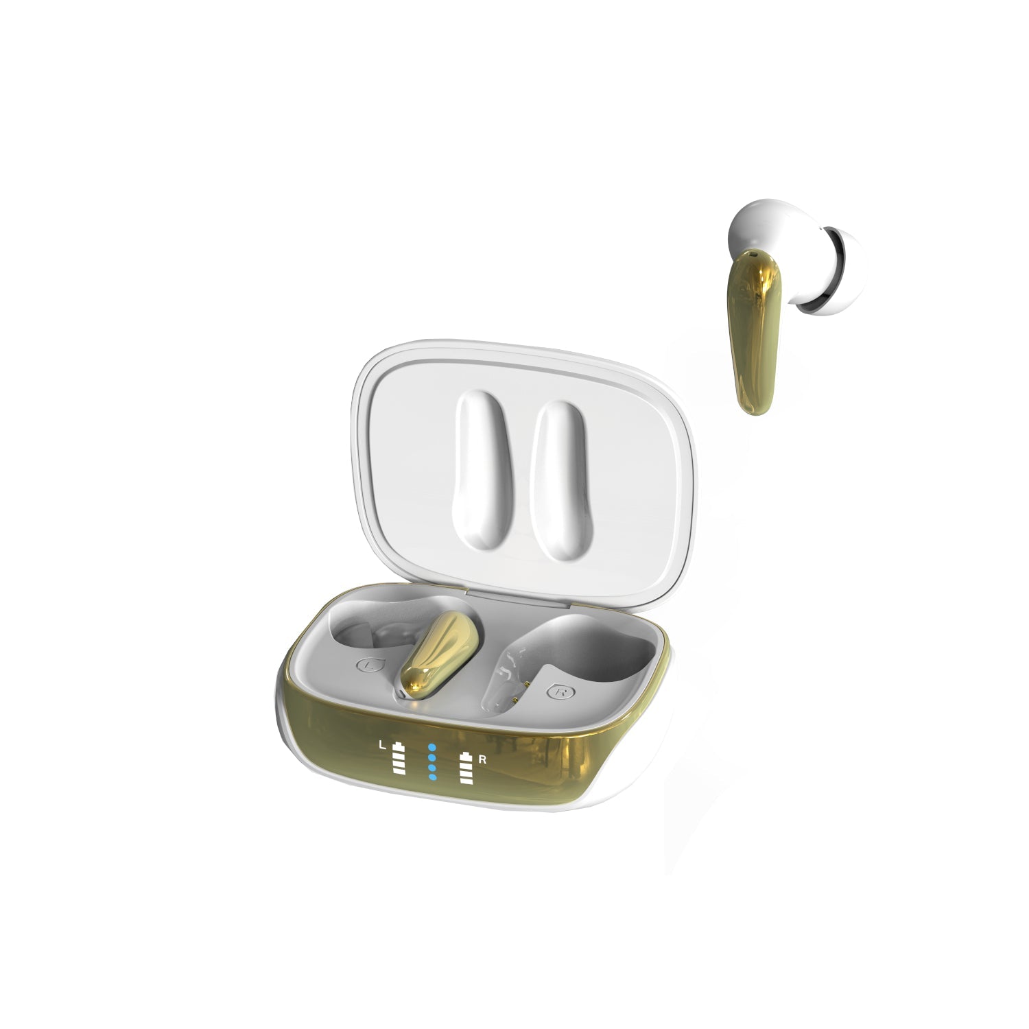 Fones de Ouvido AIR Focus ANC Pearl White e Gold com Cancelamento Ativo de Ruído (In Ear Sem Fio)