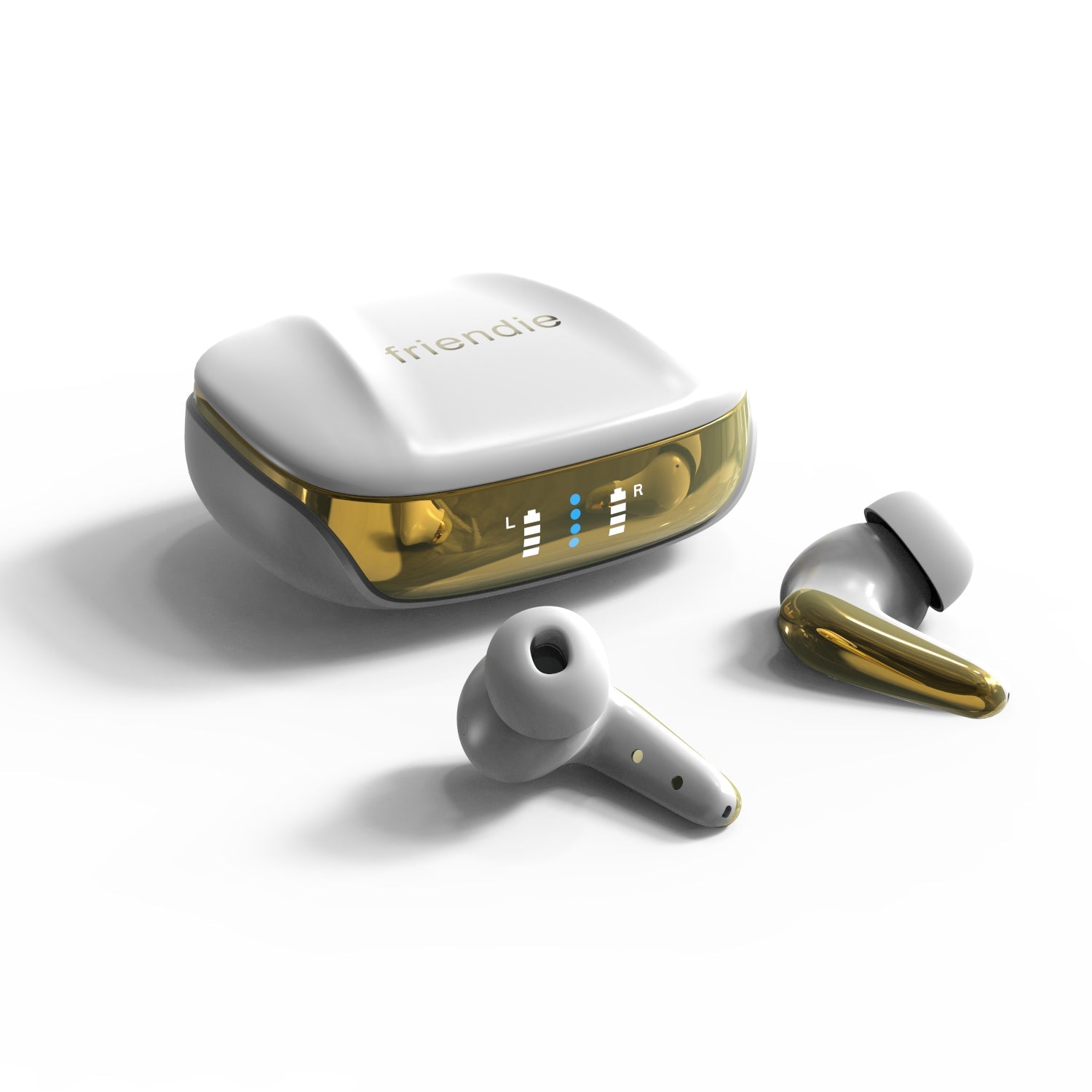Fones de Ouvido AIR Focus ANC Pearl White e Gold com Cancelamento Ativo de Ruído (In Ear Sem Fio)