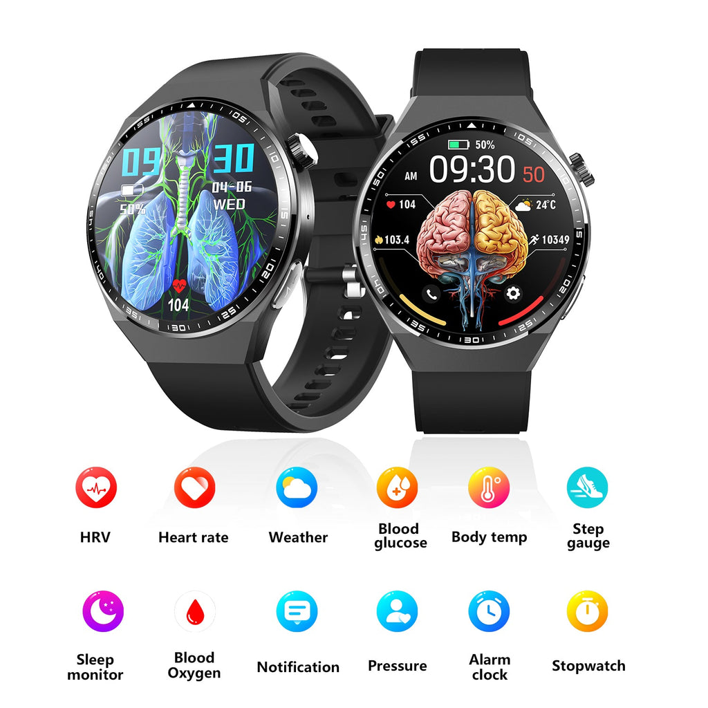 Relógio Inteligente 2025 com Medição Precisa de ECG+PPG para Diabéticos – Ecrã Total Touch, Desportivo e Fitness, Bluetooth para Android e iOS, Masculino e Feminino