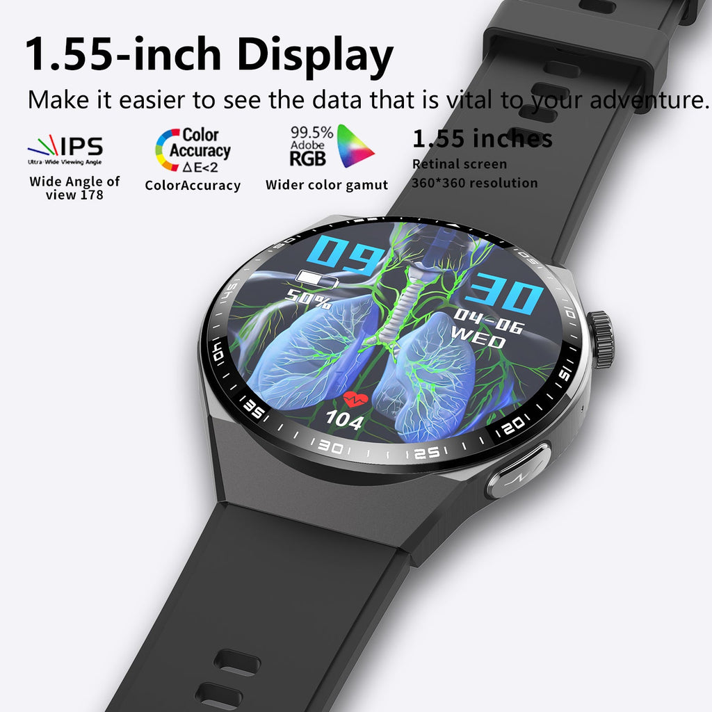Relógio Inteligente 2025 com Medição Precisa de ECG+PPG para Diabéticos – Ecrã Total Touch, Desportivo e Fitness, Bluetooth para Android e iOS, Masculino e Feminino