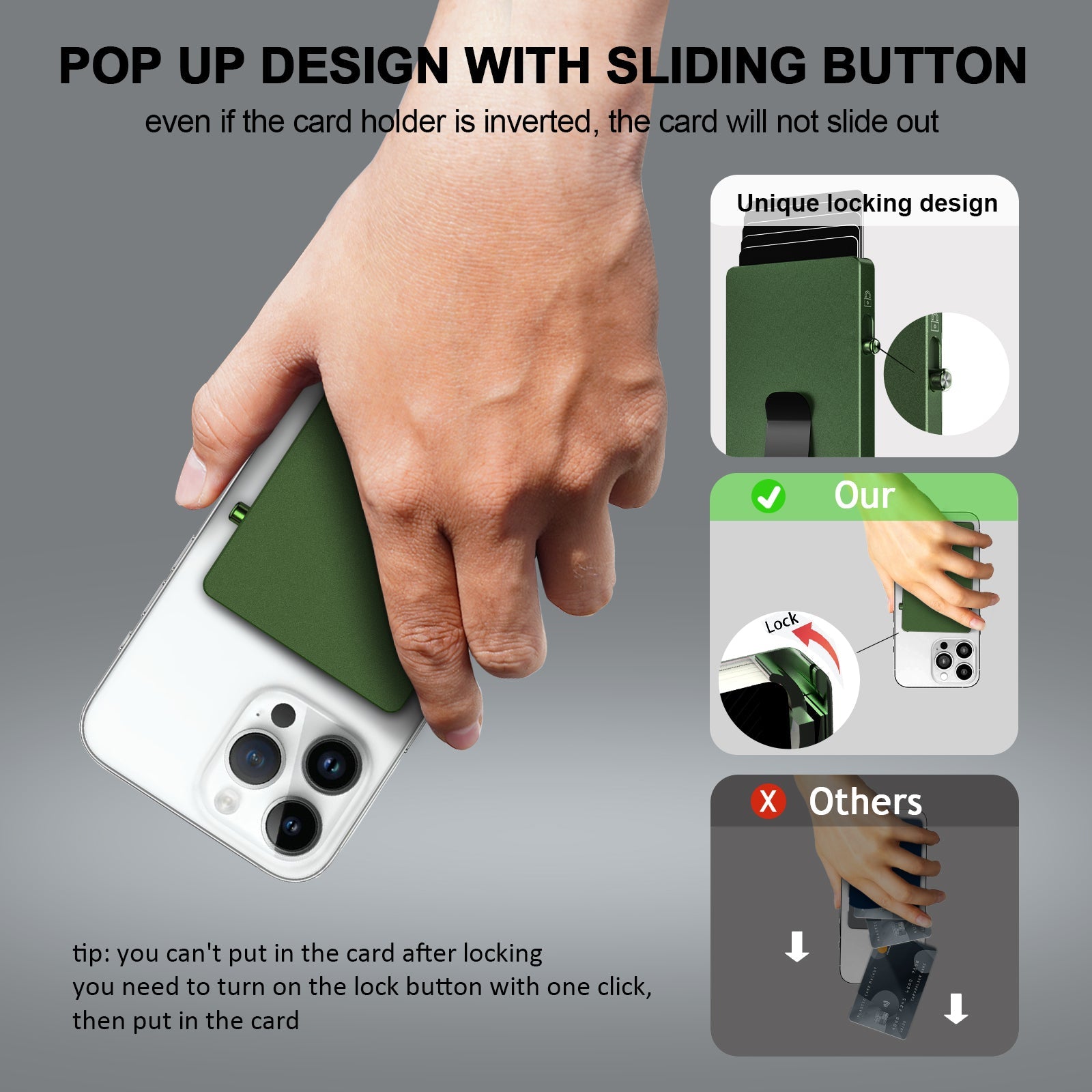 Carteira Pop-Up Minimalista com Clipe para Dinheiro, Porta-Cartões Slim de Alumínio com Bloqueio RFID