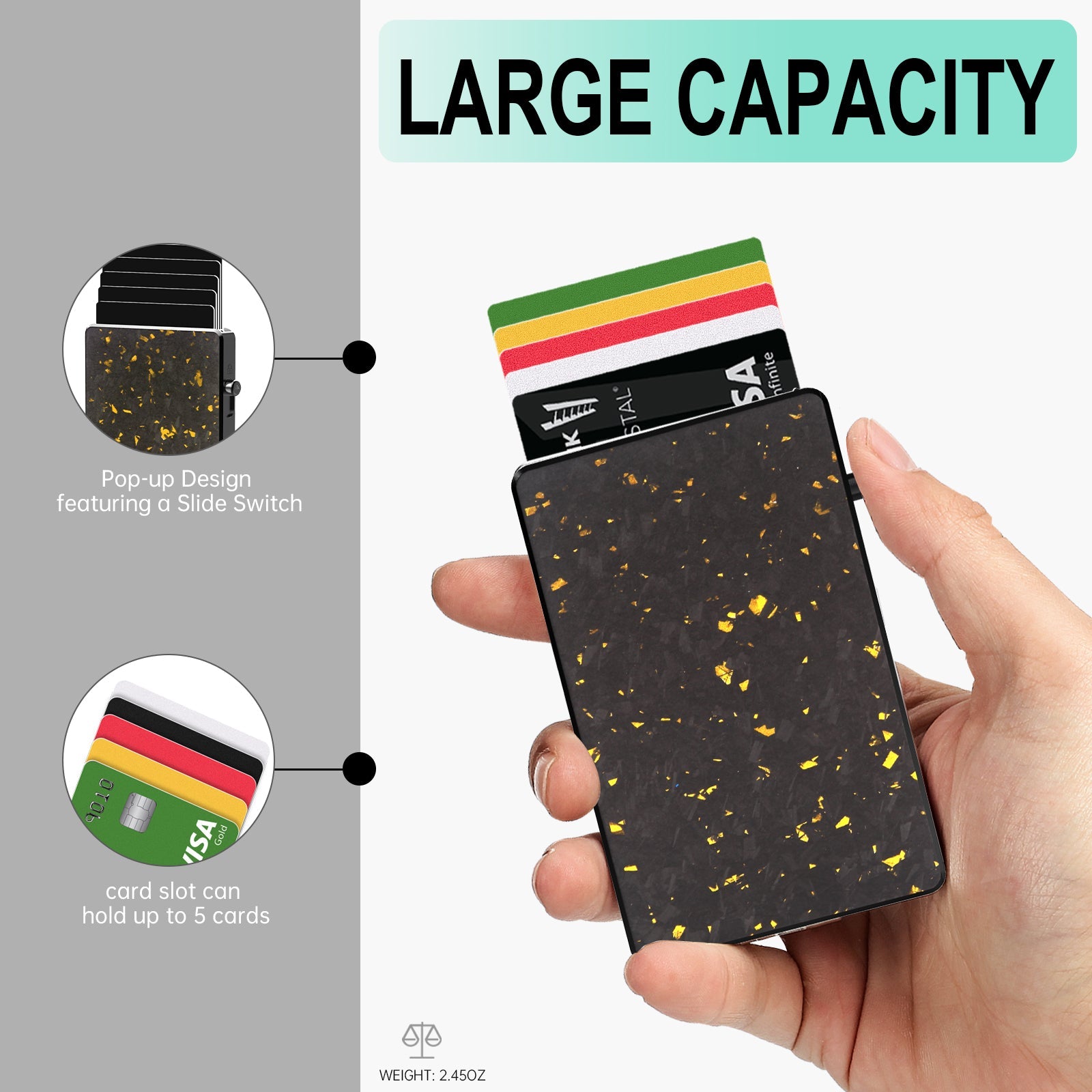 Carteira Masculina TOYFID em Fibra de Carbono Forjada, com Suporte para AirTag e Placa Expansível