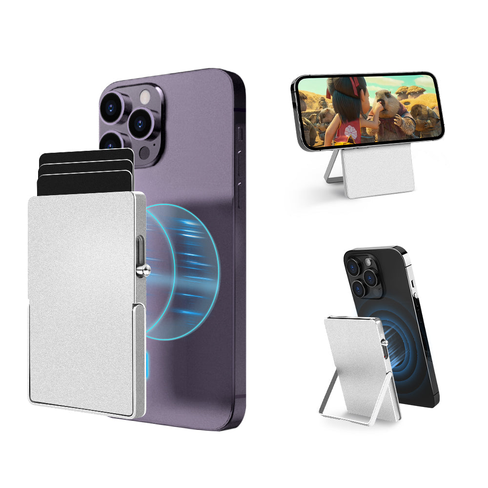 Carteira com Bloqueio RFID Minimalista e Slim para Cartões com MagSafe, com Suporte Ajustável, Carteira Magnética de Metal com Sistema Pop-Up para Homens TOYFID